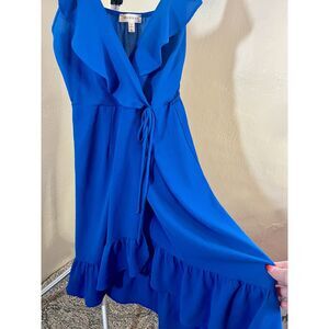 Royal Blue Ruffle Faux Wrap Mini Dress Size L